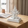 Белая Симбиотическая Фигурка Человека 3D Печатная Сложенная Скульптура, Абстрактная Мечча Хамелеон Искусство Художественная Переплетенная Фигура Скульптура Фигурка, Минималистичная