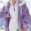 Winter Fashion Women's Coat  Casual Hooded Zipper Ladies Clothes Cashmere Women Fleece Jacket Solid Color Ladies Coats