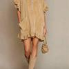 Streetwear A Line Dress With Zipper And Ruffle Sleeves For Casual Travel Or Party