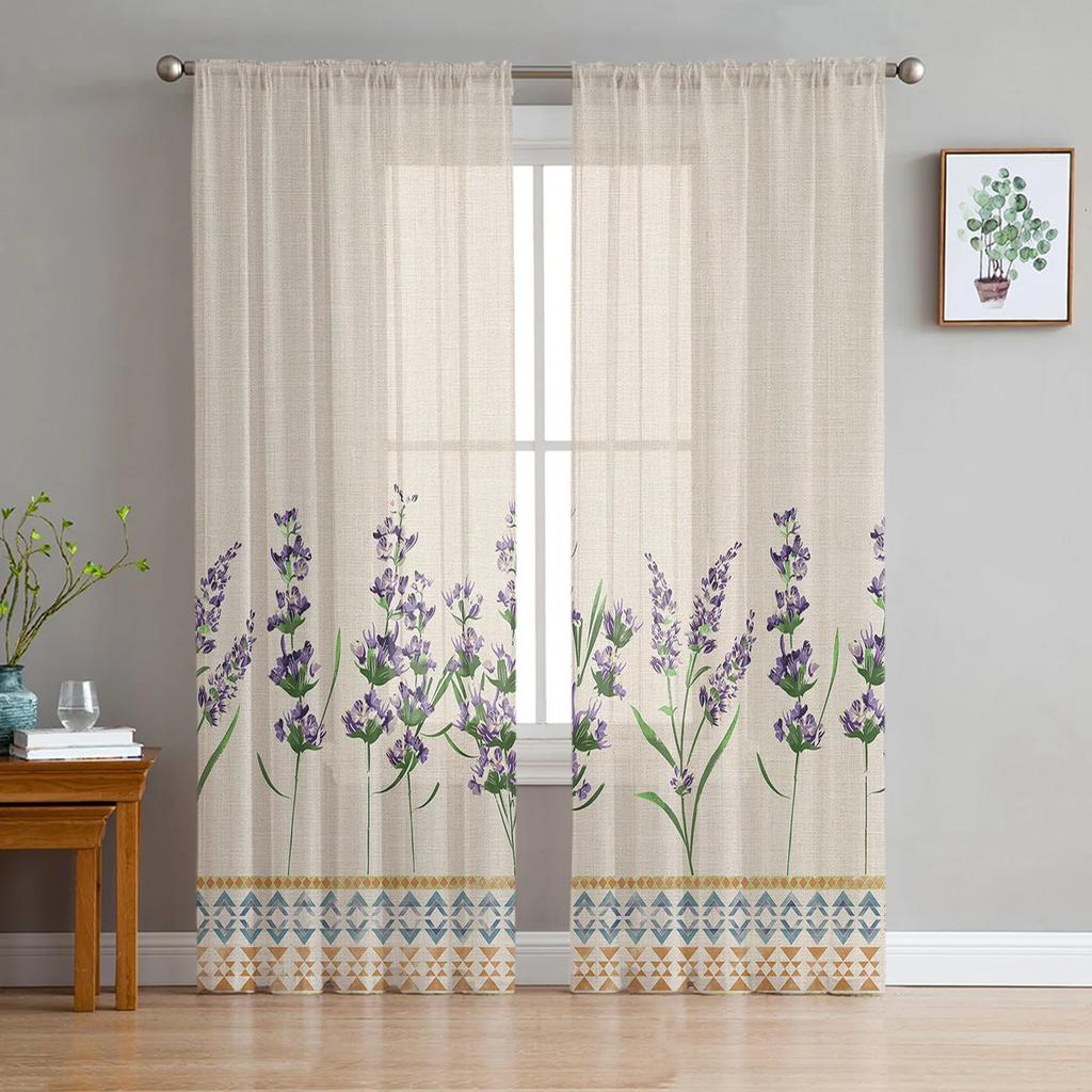 Mandala Bohemian Sheer Curtains for Bedroom Living Room Decoration Window Curtain for Kitchen Tulle Voile Organza Drapes