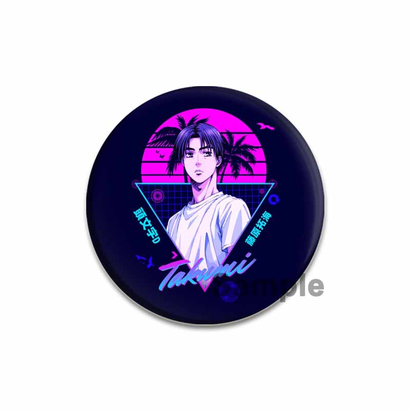 32/44/58MM Initial D Anime Enamel Pins for Clothes Bag Decor Round Cartoon Brooches On Backpack Racing Badge Jewelry Gift Accessory