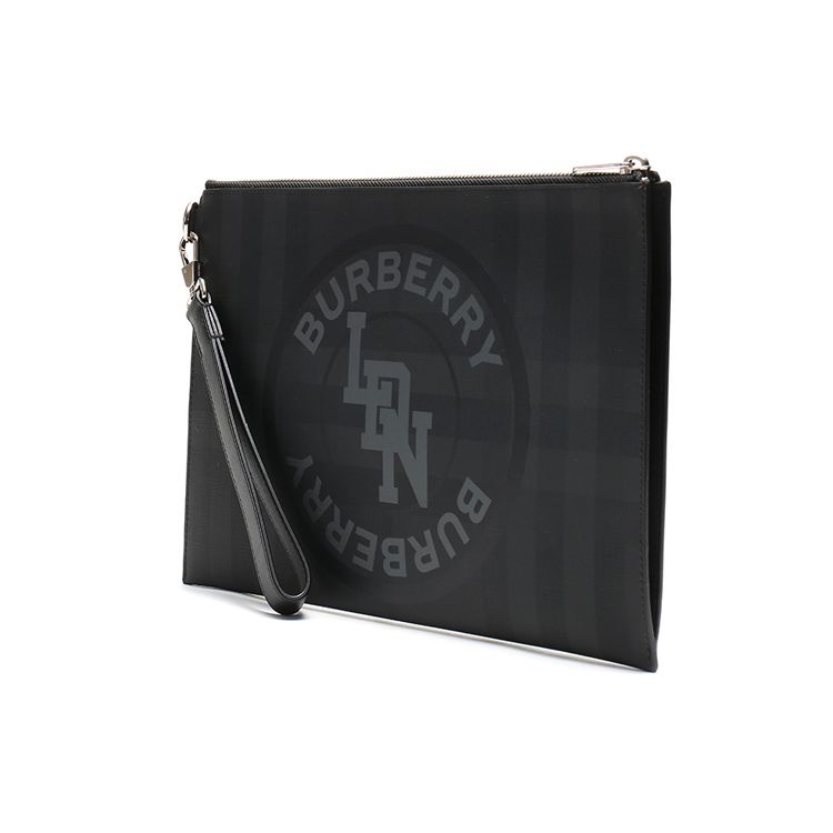 Burberry Тканевая клатч-сумка с узором в клетку «Принц Уэльский» Мужская клатч-сумка Темно-серый 8022559