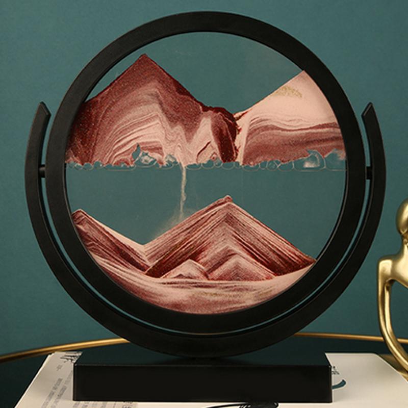 Flowing Sand Painting Art Hourglass Rotatable 3D Round Glass Deep Sea Quicksand Sandglass Modern Home Decoration Sand Clock Gift