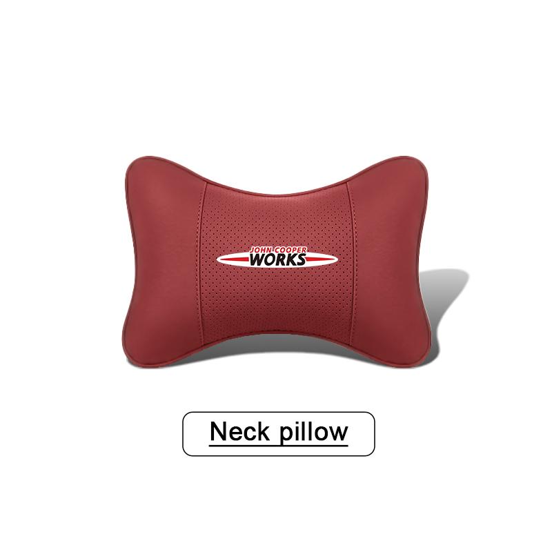 Car Neck Pillow Auto Emblem Headrest Accessories For MINI WORKS Cooper R56 F56 R50 JCW Cabrio Aceman Countryman Clubman Roadster