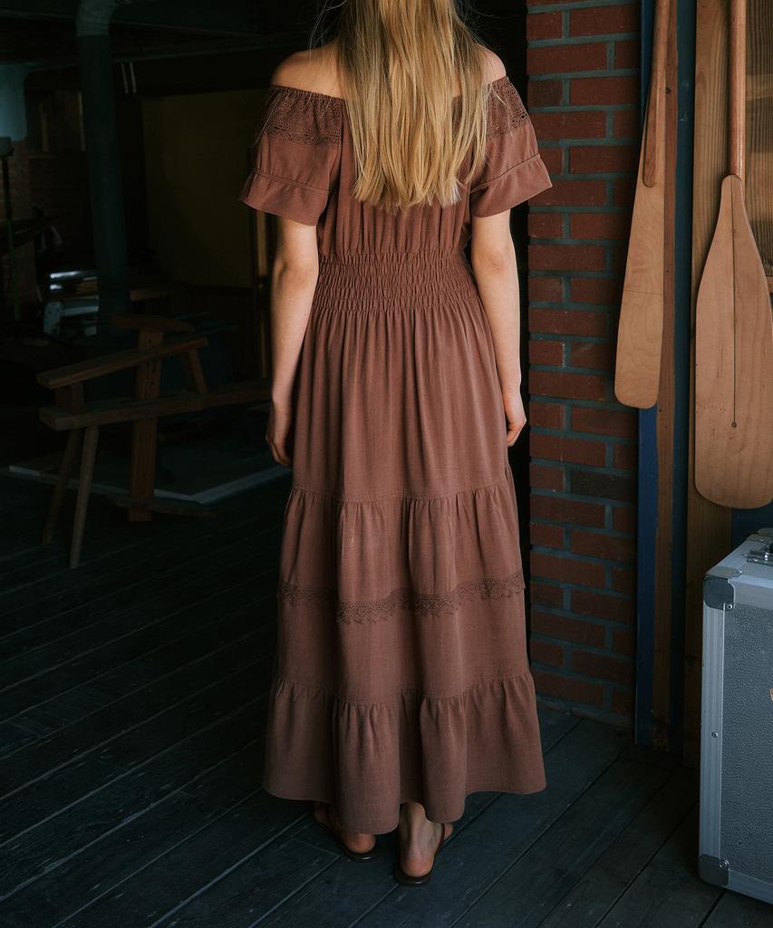 Green Butter Prairie 2-Way Dress (Brown)