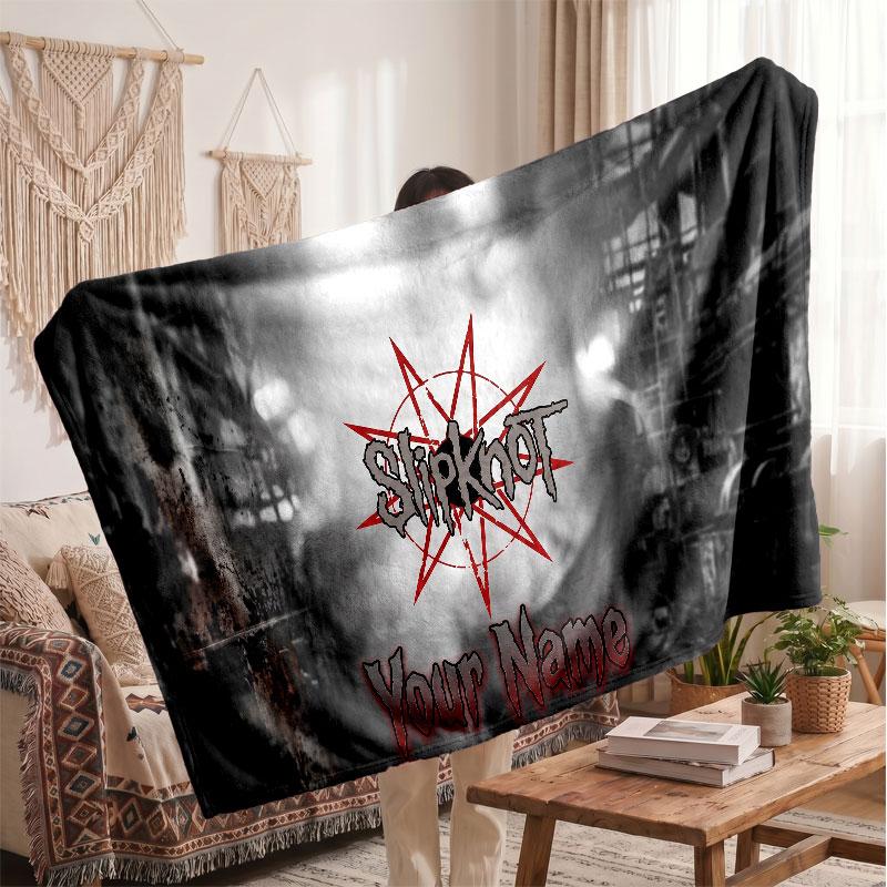 Фланелевое одеяло Slipknot, Персонализированное мягкое плед с текстом имени, Декор для дома, Подарок