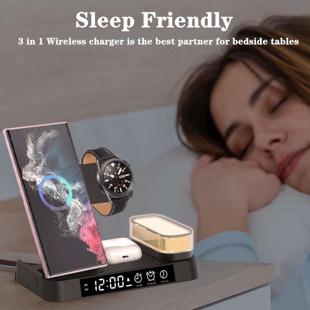Беспроводное зарядное устройство 3 в 1 для Samsung Galaxy S23 S22 S21 Ultra, 30 Вт, станция быстрой зарядки для Galaxy Watch 5/5 Pro/4, подставка для зарядных устройств
