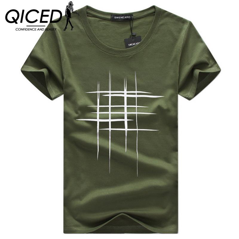 QICED Summer Short-sleeved T-shirt Men's O-neck Trend Bottom Shirt