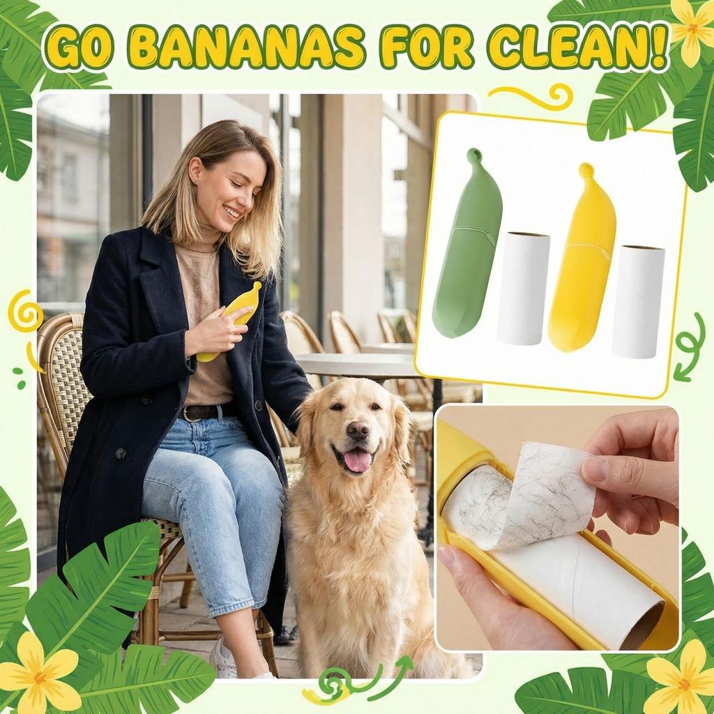 Peelable, Portable Banana-shaped Lint Roller – Household And Pet Hair Remover, Compact, Travel-friendly Lint Roller For Clothing And Fabric