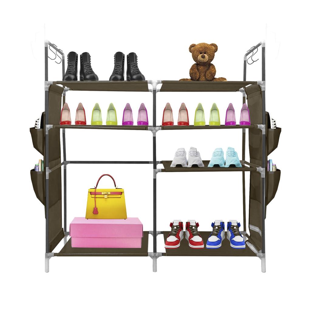 Nyana Home Modular Shoe Rack for Up To 21 Pairs 95x90x27cm, 4 Side Pockets 4 Heights