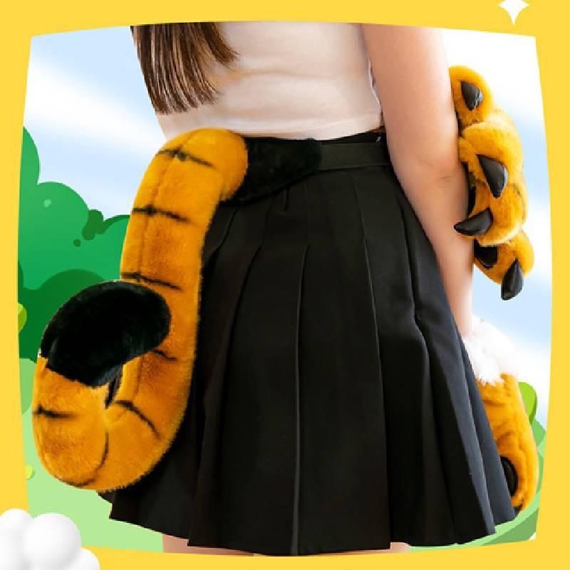 Милая плюшевая повязка на голову с тигровой лапой и хвостом для сценических выступлений и вечеринок в животной тематике