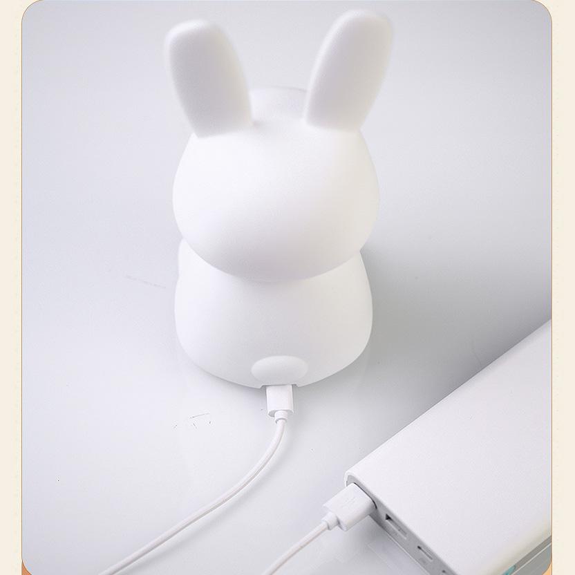 Милый силиконовый ночник с кроликом, китом и кошкой, сенсорный датчик, перезаряжаемая прикроватная лампа для спальни для детей, подарок для ребенка