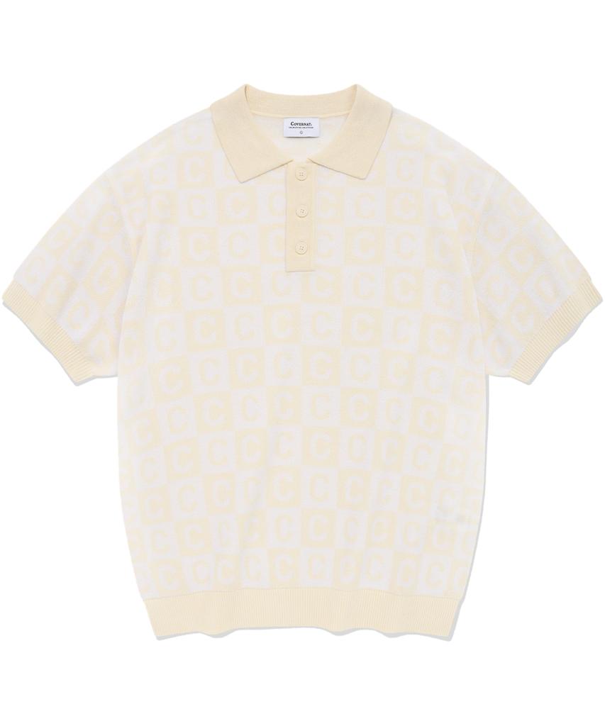 COVERNAT C Pattern Collar Half Knit Ivory