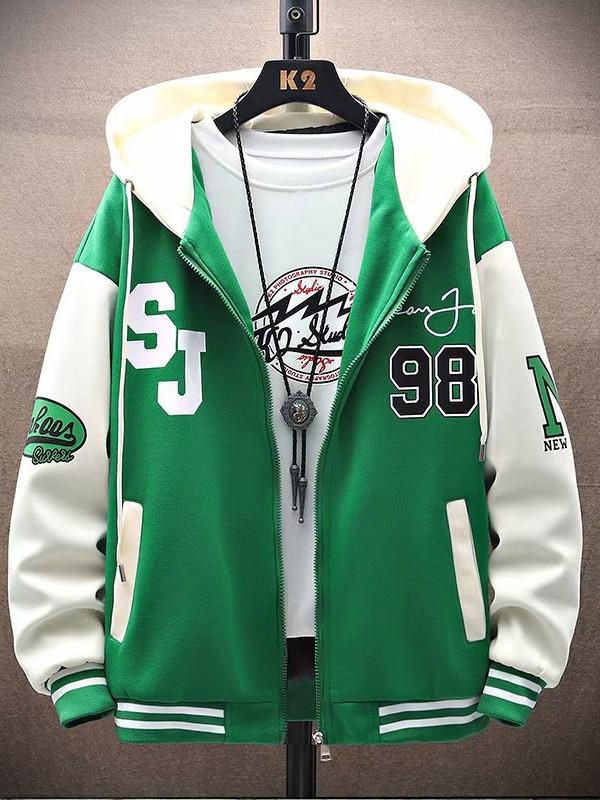 Осенний молодежный кардиган на молнии с цветными блоками 2023 года для учеников младших классов средней школы - тонкий мужской свитер-куртка