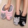 Women Winter Home Slippers Cartoon Cat Slippers Anti Slip Soft Warm Plush Indoor House Slippers Bedroom Couples Floor Shoes