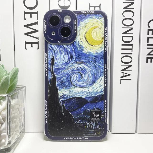 Ван Гог Suowers The Starry Night Art Эстетический чехол для телефона для iPhone 15 14 13 12 11 Pro Max Mini XS X XR SE 8 Plus