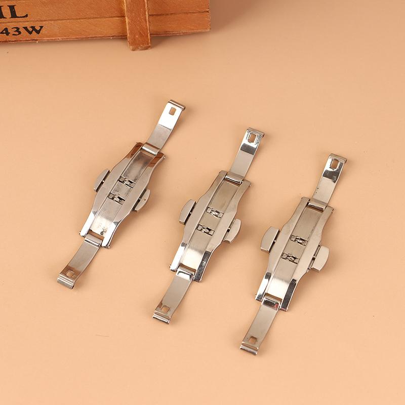 1 шт., нержавеющая сталь, застежка-бабочка, полированная кнопка, ремешок для часов, 15/17/19/21/23/25 мм, застежка для часов, аксессуары