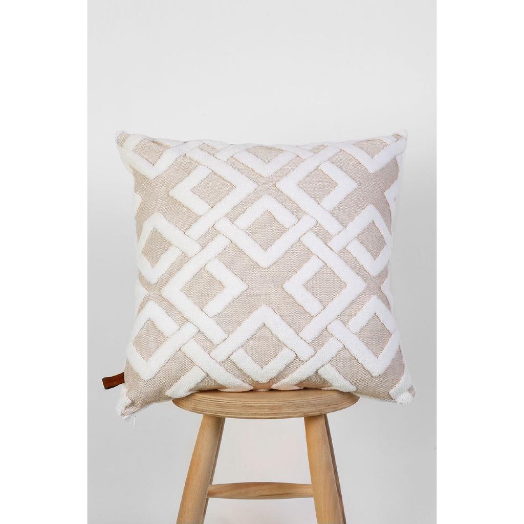Bohemian Special Design Punch Pattern Decorative Throw Pillow Cover Mila Ecru
