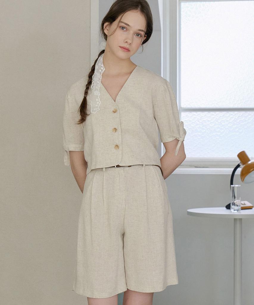 BIBYSEOB Linen Bermuda Pants Beige [T42]