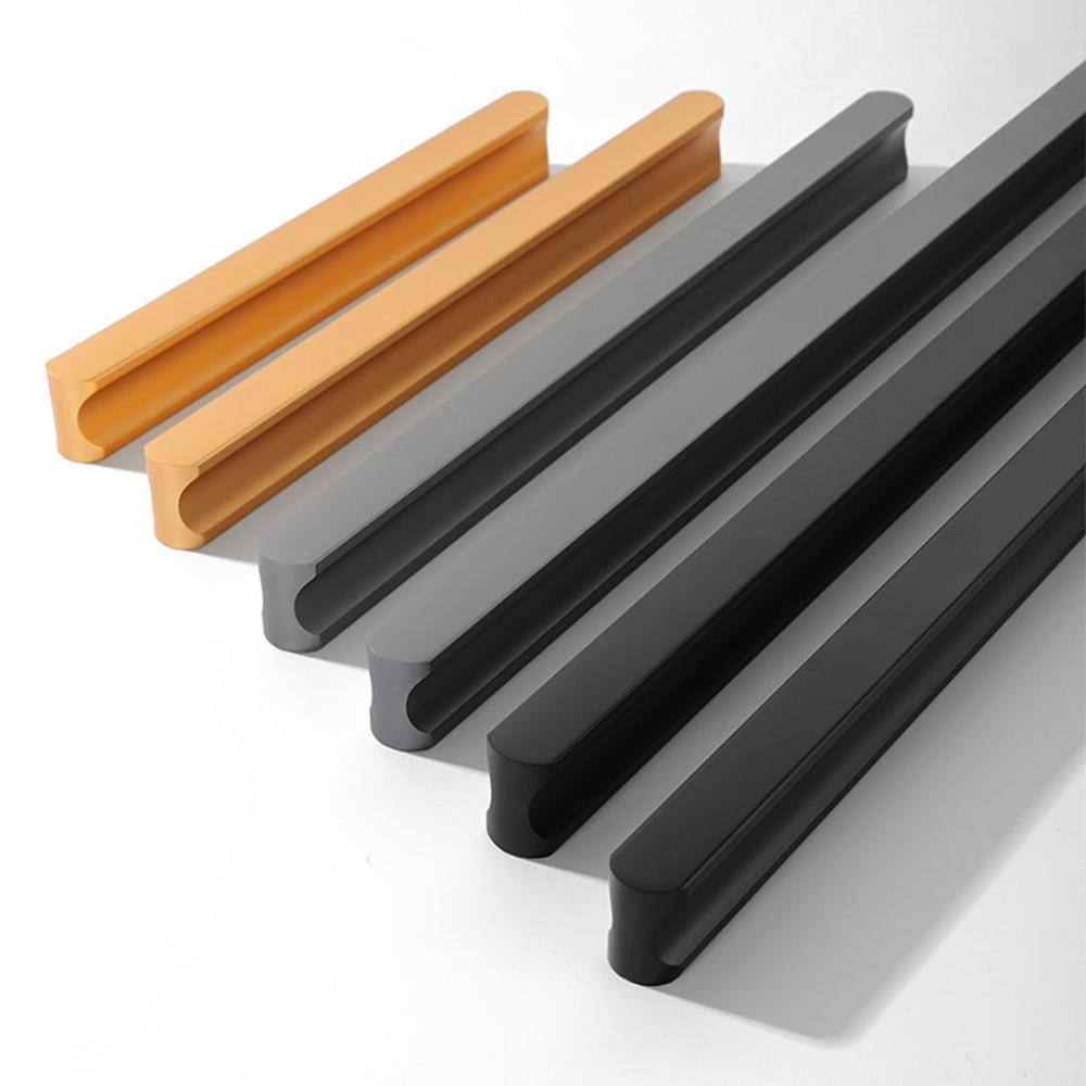 Современные алюминиево-цинковые ручки для дверей в форме стержня, ручки для ящиков, мебельная фурнитура