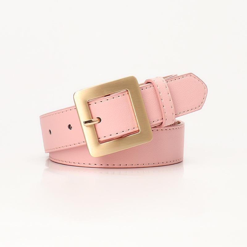 Women's Fashion Belt Square Buckle Minimalist Casual Waistband for Jeans Pants Dresses