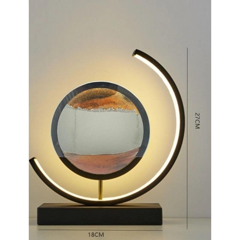 LED Moving Sand Art Table Lamp 3D Sandscape Hourglass Night Light 3 Color Brightness Remote Button Glass Acrylic Quicksand Decor Gift