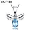 Sky Blue Topaz Pendants Necklaces Jewelry Lovely Honey Bee Design Pendant With Chain Fine Jewelry