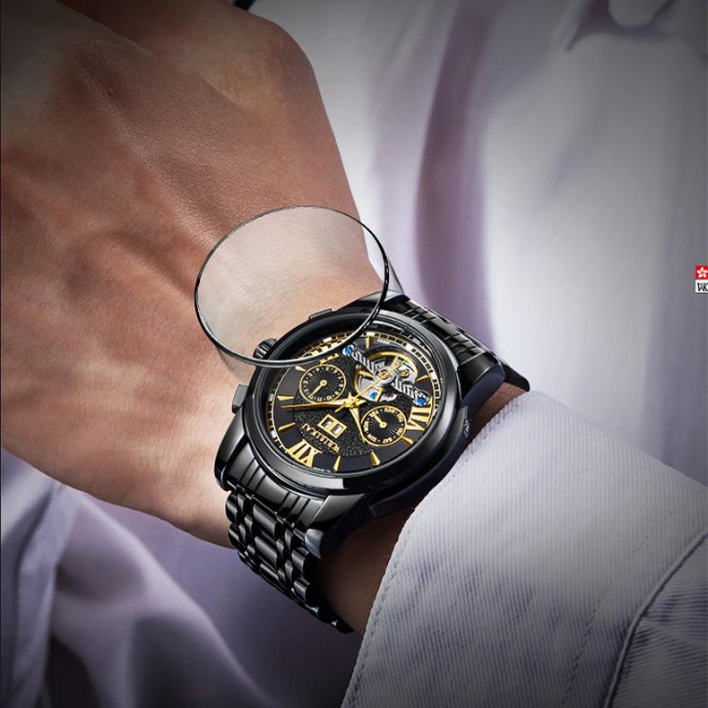 Новые роскошные мужские часы высшего бренда с коробкой, простые деловые водонепроницаемые часы, мужские механические часы