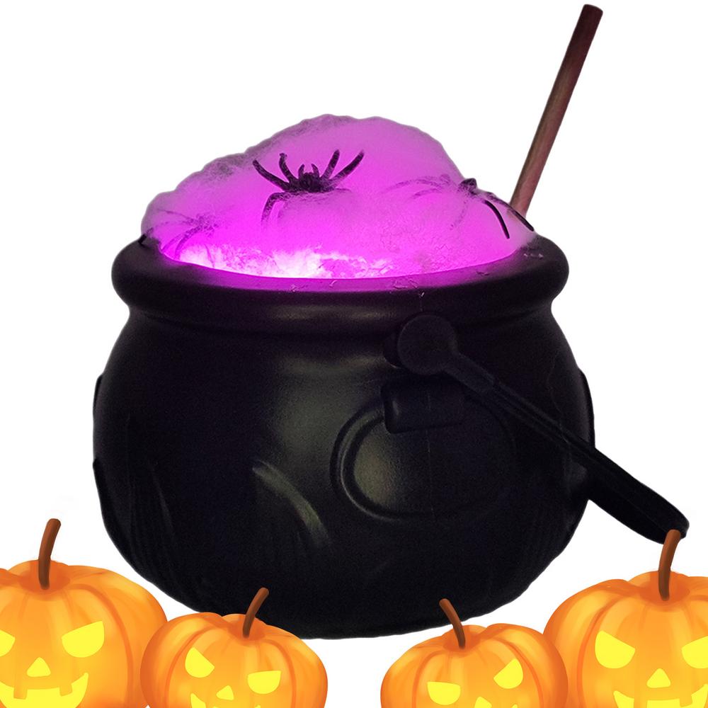 Halloween Witch Candy Pot Halloween Stirring Black Candy Bucket Stirring Stick Design Witch Candy Jar For Porch Front Door