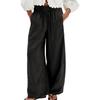 2026 Womens Plus Size Solid Color Stretchy Waist Wide Leg Pants Casual Loose Trousers