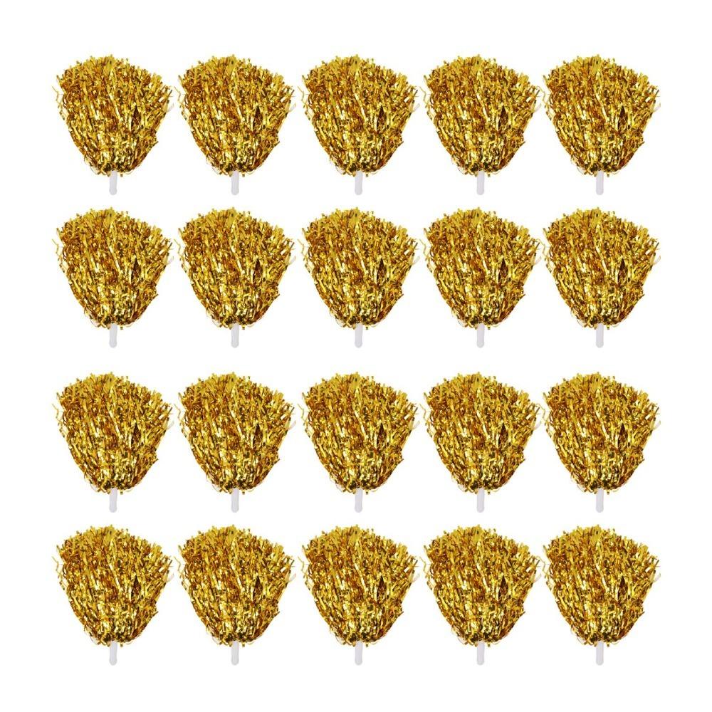 20PCS Metallic Foil Cheerleading Pom Poms PET Sports Team Pom Poms For Basketball Club