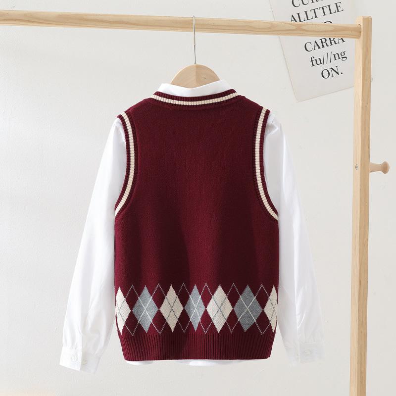 Детский свитер, вязаный жилет, осенне-зимний повседневный жилет для мальчиков и девочек