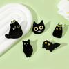 Милый креативный маленький черный кот брошь черный кот длинная трава котенок слезы металлический значок аксессуары украшение