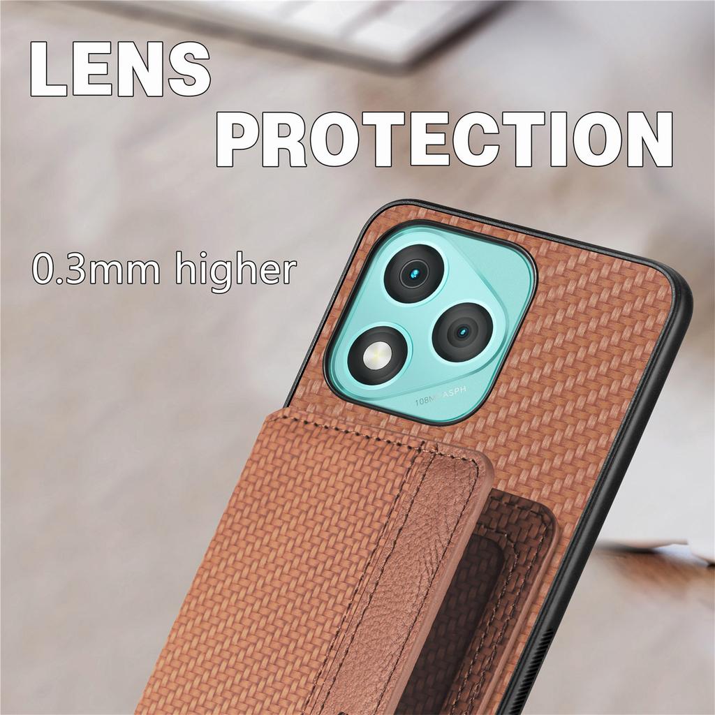 Чехол для Honor 400 Lite 5G с блокировкой RFID, задняя крышка из кожи с углеволокном и держателем для карт