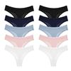 10PC/Set Women Cotton Panties Solid Color Briefs Ladies Breathable Thong Comfortable Striped Underwear