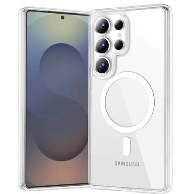 Для Magsafe Прозрачный Чехол для Телефона Для Samsung Galaxy S25 S24 S23 S22 Ultra Plus Ударопрочный Прозрачный Беспроводная Зарядка Магнитная Крышка