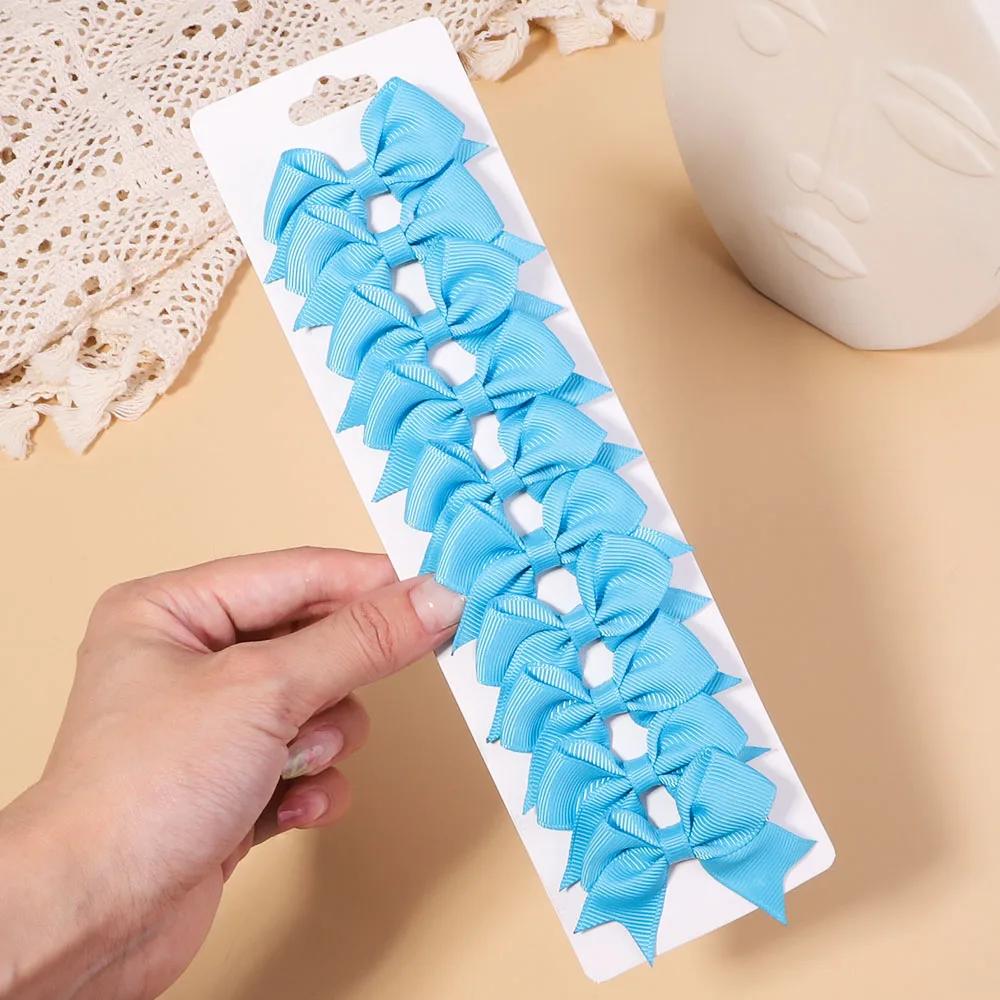 10 шт./набор однотонных репсовых лент, заколки для волос для детей, банты, заколки для волос, бутик, ручная работа, головные уборы, аксессуары для волос для девочек и младенцев