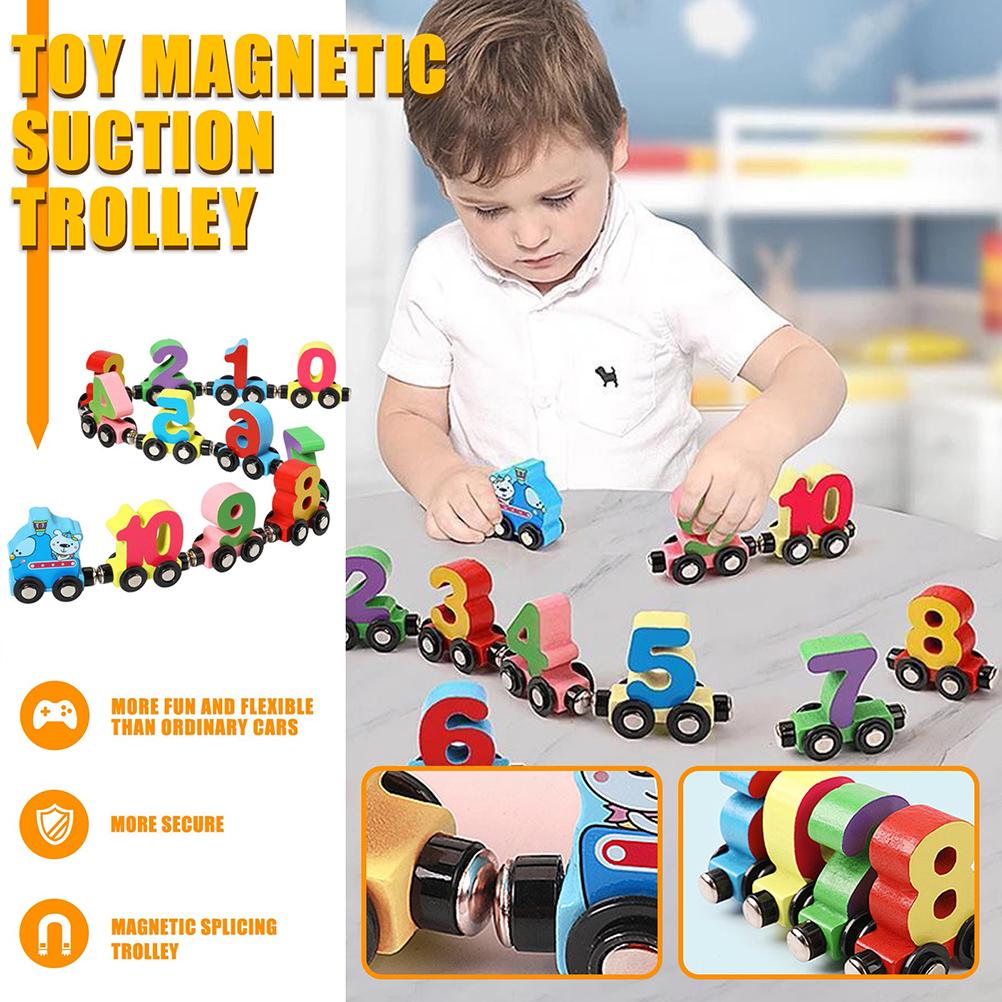 Деревянный поезд строительный блок игрушечный набор деревянный магнитный алфавит ABC поезд набор цифр раннее образование