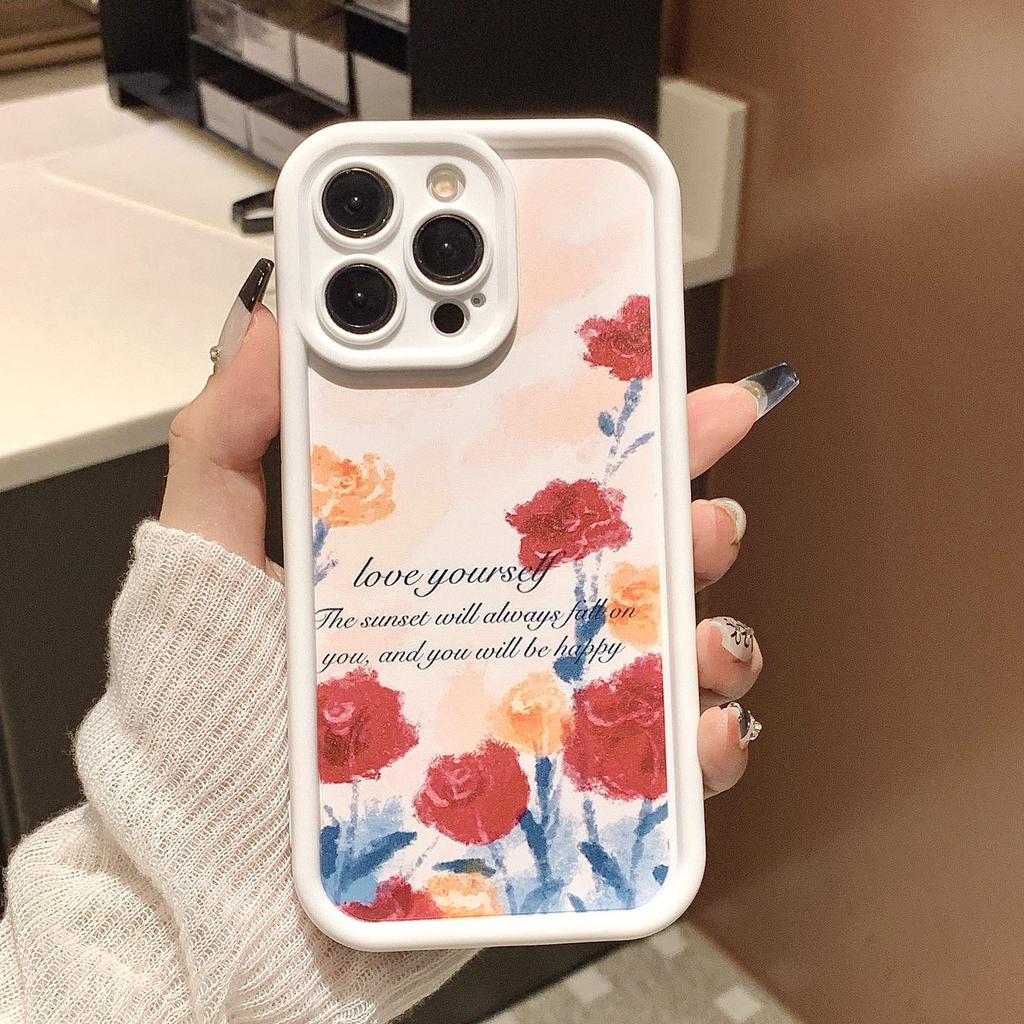 Чехол с графическим рисунком розы для iPhone 16E 16 15 14 13 12 11 X XR XS SE 2022 8 7 Plus Pro Max 12 13 Mini TPU Ударопрочный задний чехол