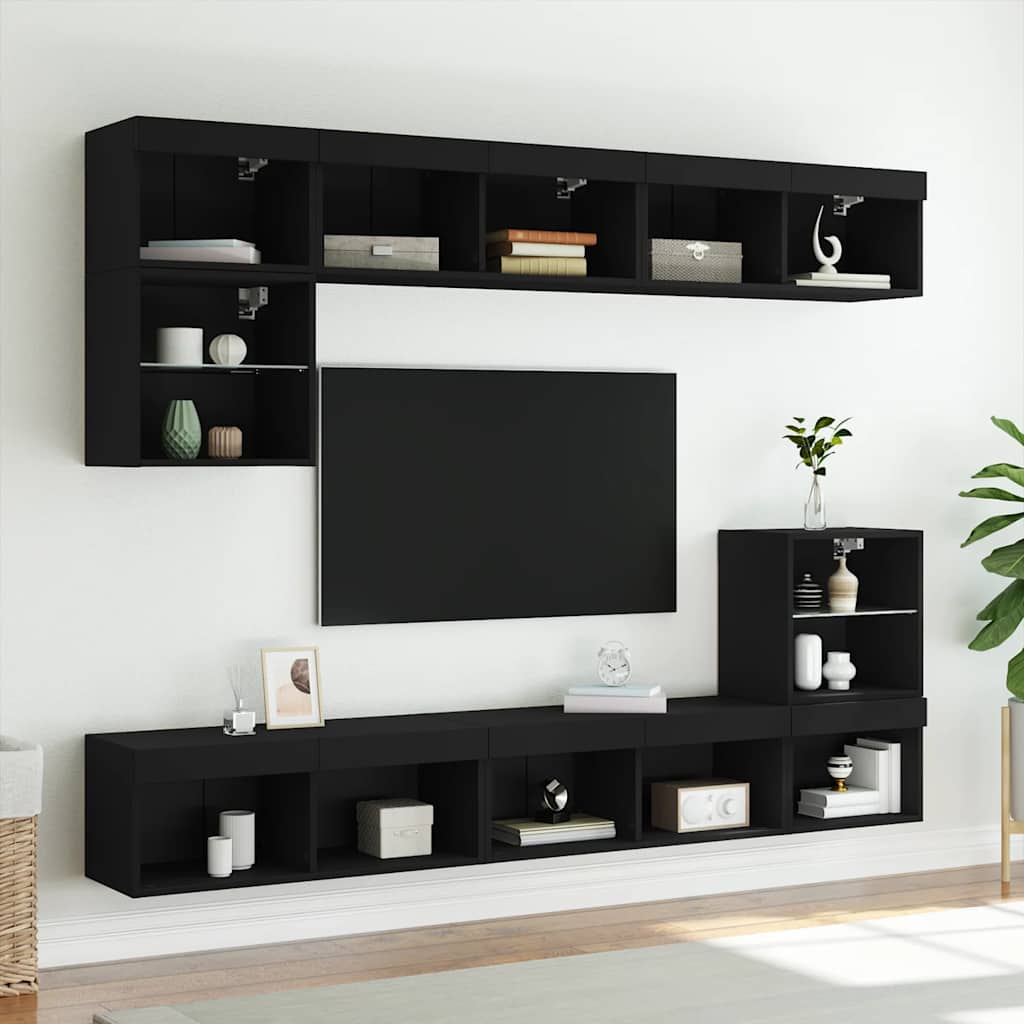 TV Cabinet with LED Lights Black 80 x 30 x 30 cm