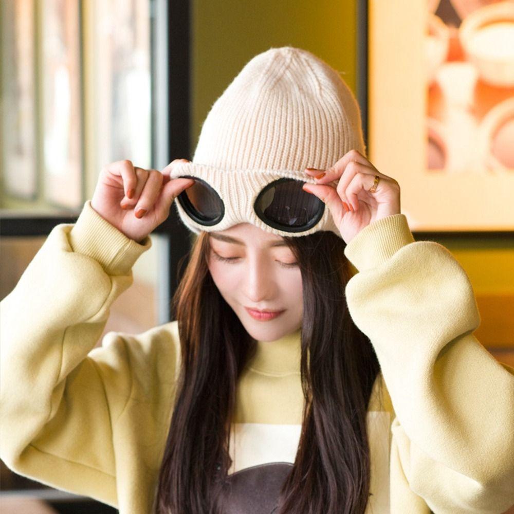 With Glasses Ear Protection Men Beanie Caps Women Wool Caps Knitted Hats Ski Cap Korean Beanies