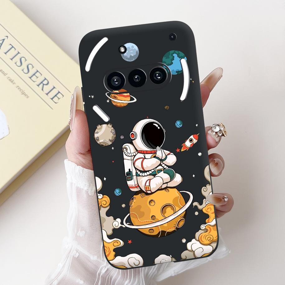 Чехол для Nothing Phone 3A A059 Милый Мультяшный Панда Астронавт Мягкий Силикон Матовый Черный Чехол Для Nothing Phone3a Pro A059P Fundas