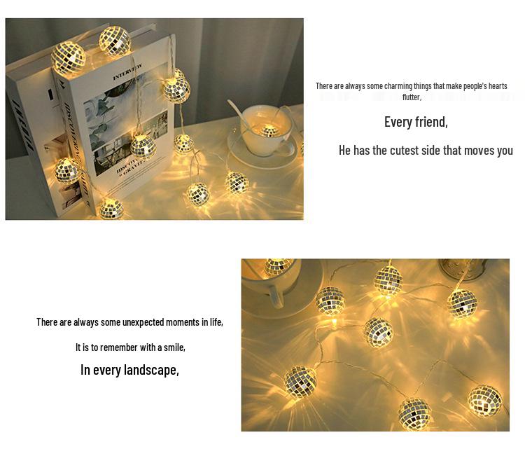 LED Mosaic Mirror Ball String Lights for Party & Holiday Decoration