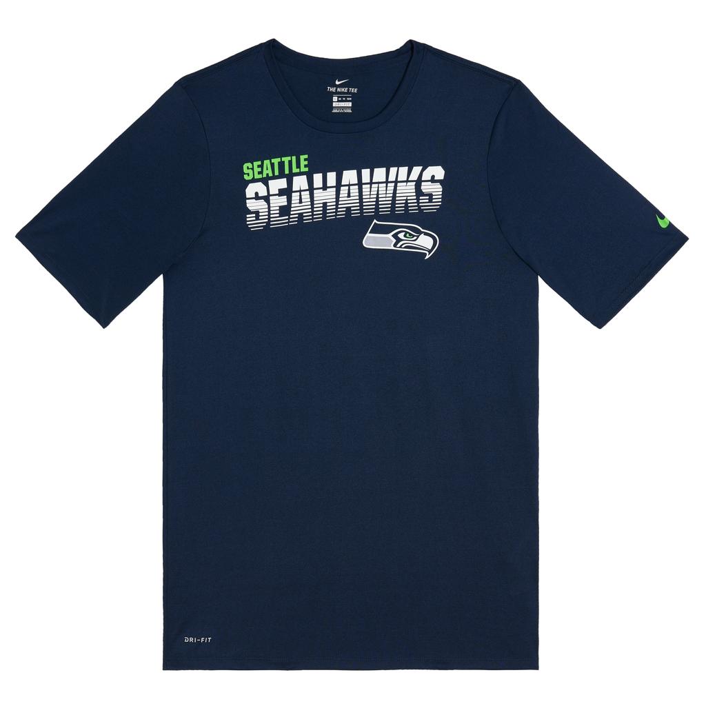 Nike NFL Collaboration Dri-Fit T-Shirt Seattle Seahawks Round Neck Quick-Dry Fashionable Short Sleeve Kids Tops Navy-Blue 3Z1B7FBGN-SEA
