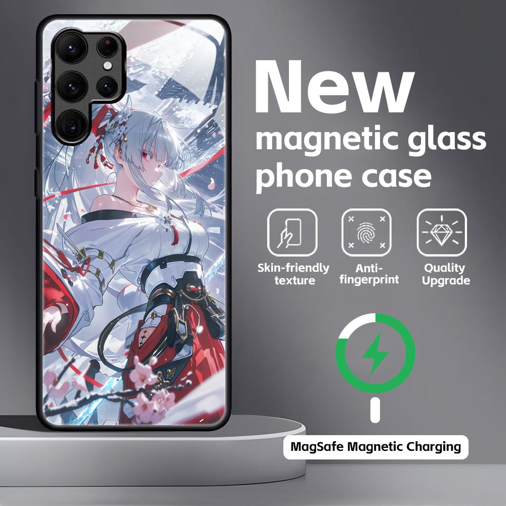 Чехол для телефона Wuthering Waves Hiyuki для Samsung S26 S25 S24 S23 S22 S21 Plus Ultra Note20 Стеклянный Магнитный Чехол