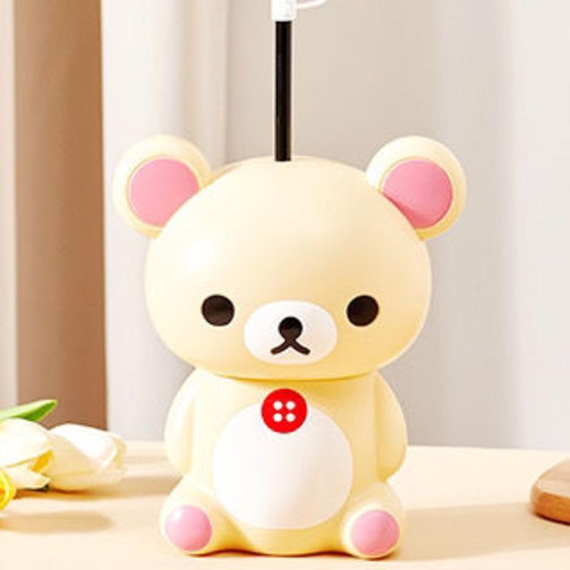Пластиковый стакан для воды с соломинкой Rilakkuma, мультяшный стакан для воды, кавайный, милый, аниме, пластиковый чайник, милые подарки для девочек, мультяшная детская кружка для улицы