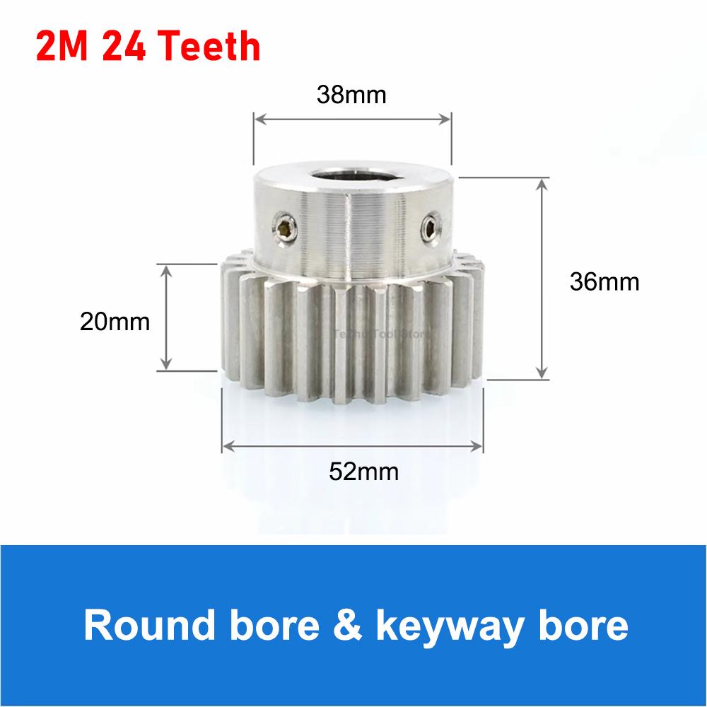 1Pcs 2M 12T-30T Pinion Spur Gear 304 Stainless Steel 2 Mod 12 Teeth-30 Teeth Motor Metal Step Convex Gear Transmission Parts