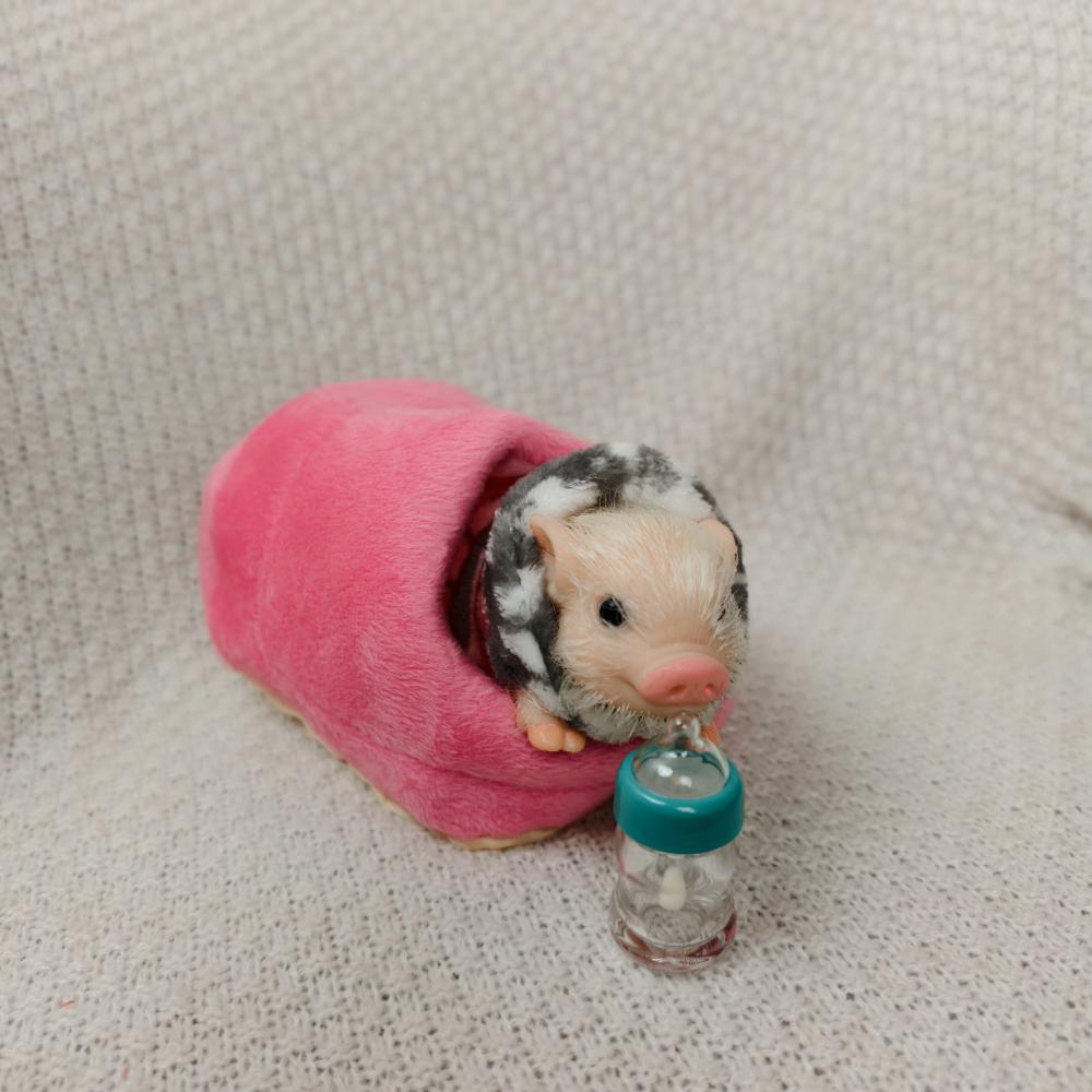 5/6 Inch Silicone Pig Doll Toy Mini Soft Lifelike Silicone Pig Doll Miniature Reborn Silicone Pig With Accessories For Kids Gift