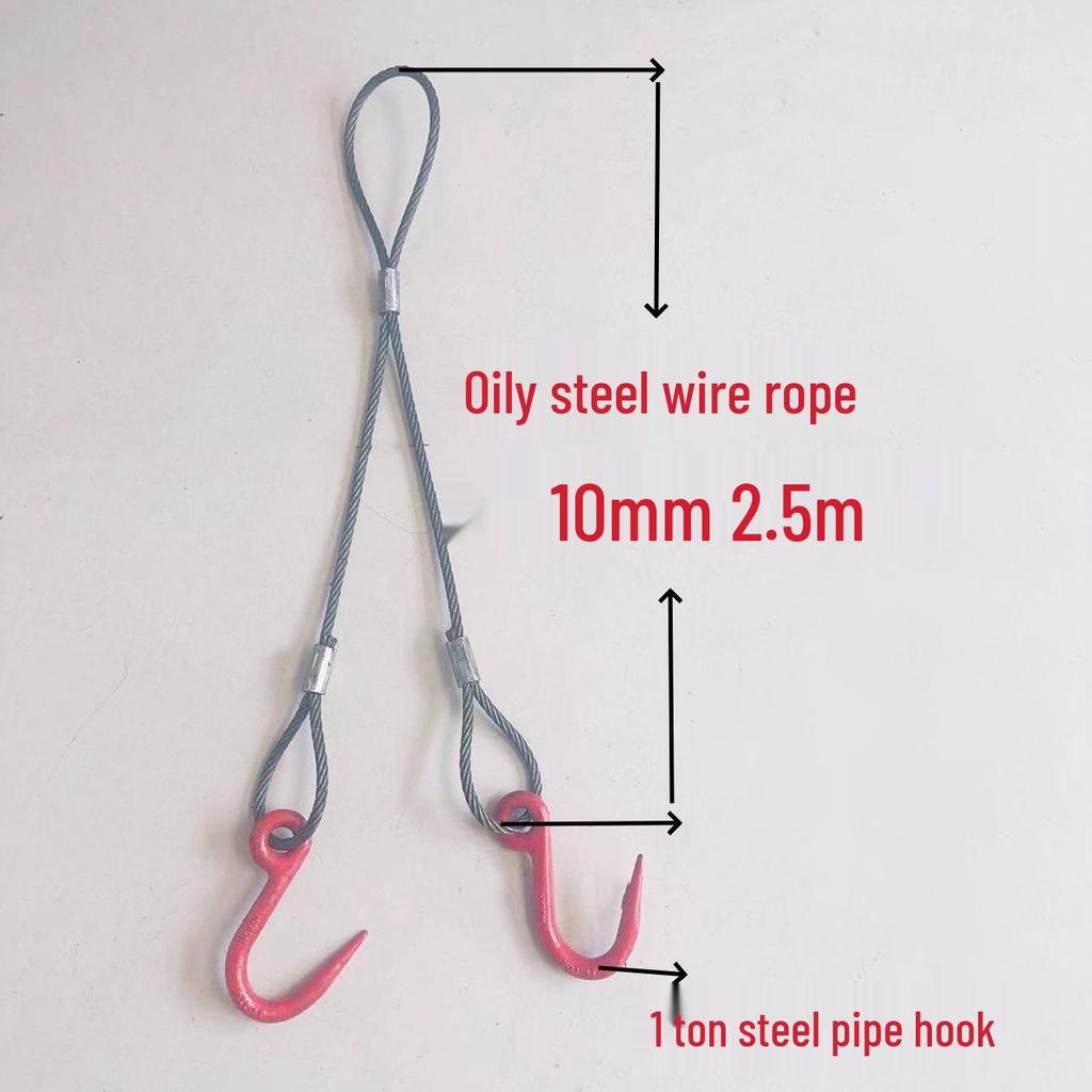 Двухветвевой строп из плетеного стального каната с крюками для такелажа при обслуживании кранов