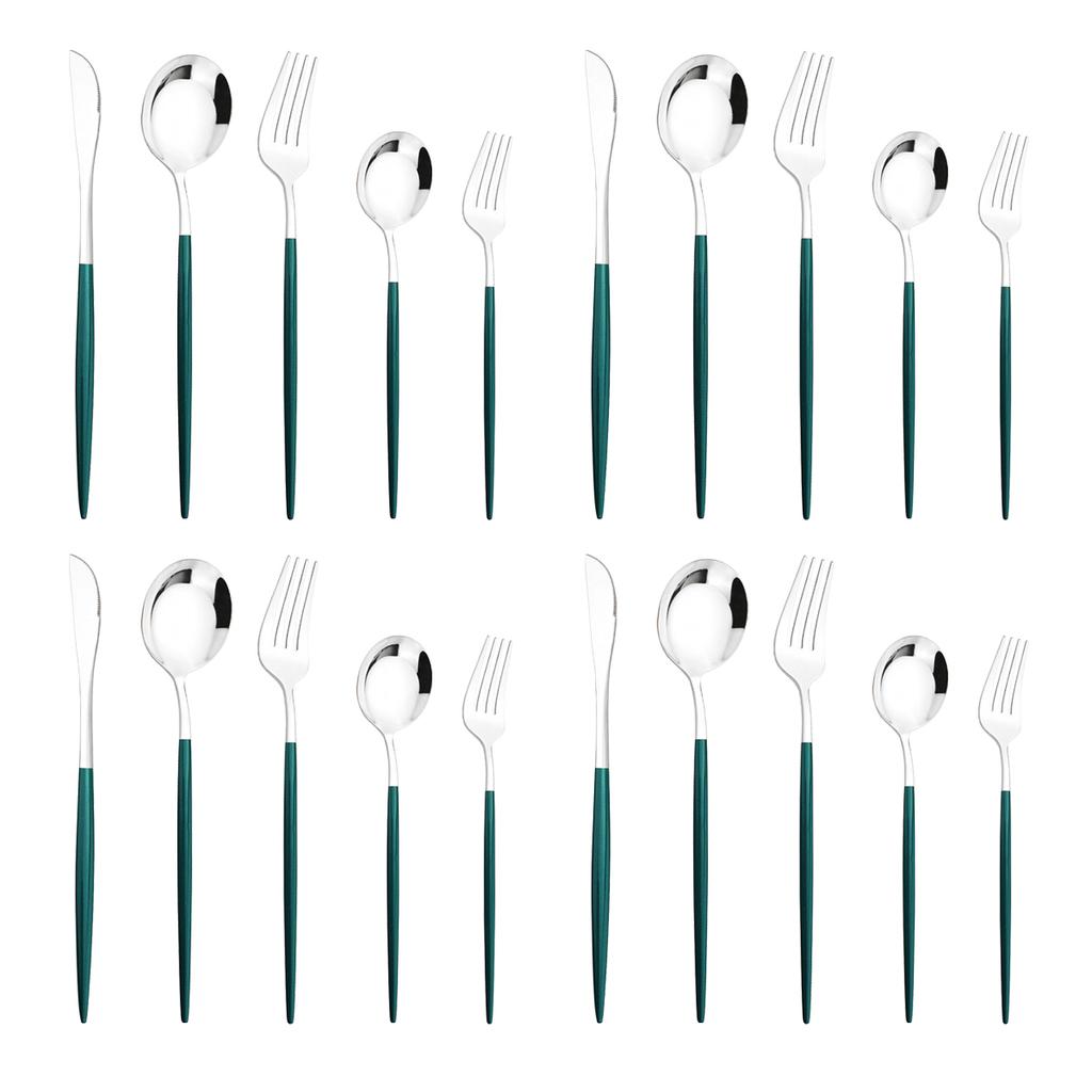 20 шт. золотой набор столовой посуды, нож, десертная вилка, ложки, столовые приборы, столовые приборы высокого качества, столовое серебро из нержавеющей стали, кухонная посуда